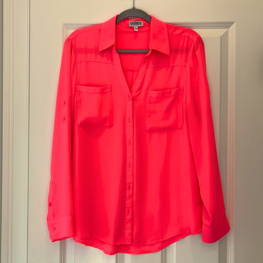 Neon pink blouse